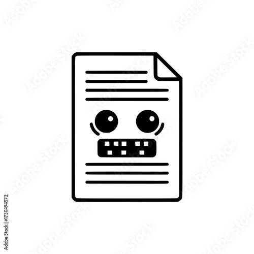 Vector icon of scary emoji with text document for horror themed content and spooky media illustration