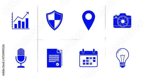 Essential business and creative tools set for modern digital needs, perfect for boosting productivity and inspiring innovation, originally a scalable graphic