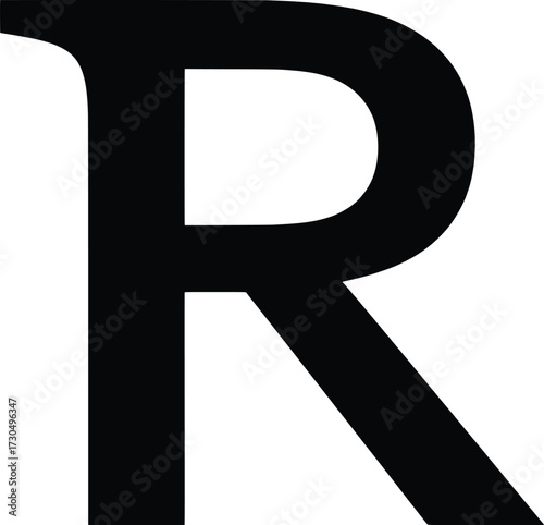 Dynamic Vector Illustration of the Letter R in Bold Black Silhouette, Abstract Art, Modern Design, High Contrast, Studio Setting, Creative Concept