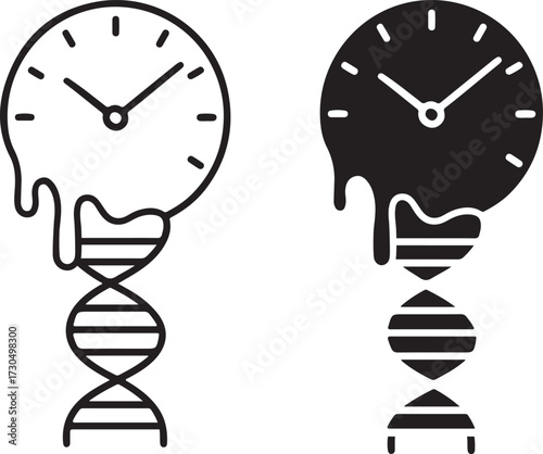 DNA Clock Icon Time Genetics Symbol Vector Illustration
