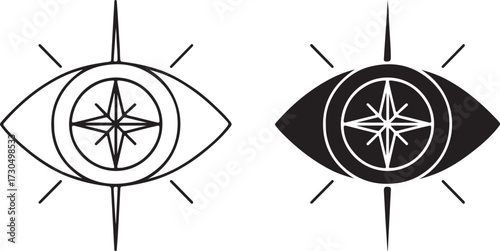 Eye Compass Icon Vision Symbol Vector Illustration