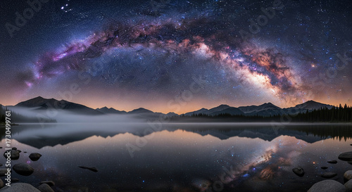 milkyway and star view in the lake