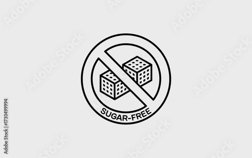 Minimalist black and white line art sugar free dice icon vector graphic for declarative use silhouette vector illustration white background