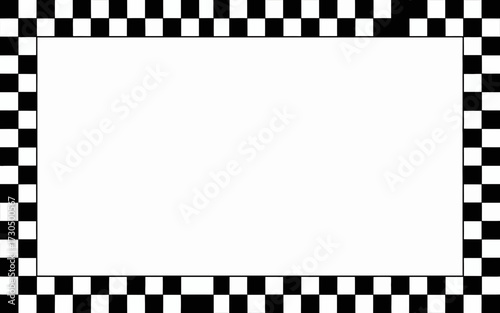 Horizontal rectangular frame with checkerboard border vector illustration scalable graphic design silhouette vector illustration white background