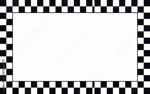 Horizontal rectangular frame with black and white checkerboard border vector illustration scalable eps icon silhouette vector illustration white background