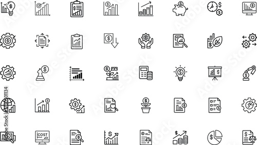 Diverse set of doodle style business and technology icons for digital design projects