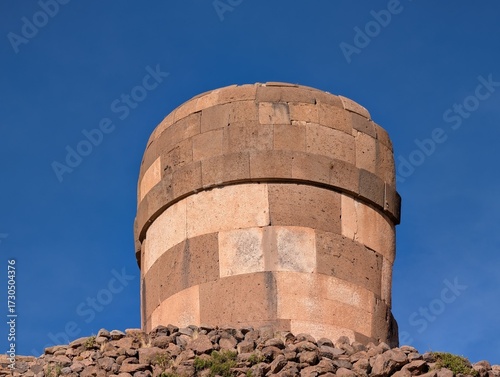 Close-Up of Ancient Chullpa Tomb at Sillustani Necropolis