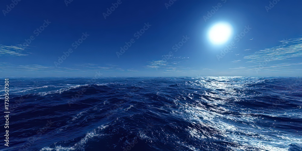 Fototapeta premium Night Cityscape Above Wavy Water Surface