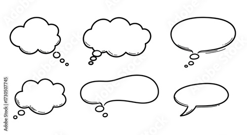 Collection of assorted blank speech and thought bubbles, perfect for adding text or dialogue to any creative project