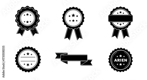 Collection of star and ribbon seal graphic elements, perfect for awards, recognition, and certificates