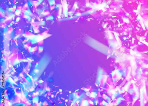 Festive Background. Party Effect. Digital Banner. Surprise Tinsel. Light Template. Disco Glitter. Purple Glare Burst. Art Holographic Illustration. Pink Festive Background