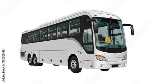 Sleek white passenger bus ready for travel and tours