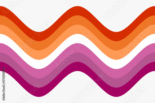 Wavy striped pattern with Lesbian pride flag colors.Vector illustration.LGBT community.