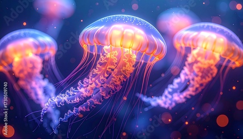 Soft glowing jellyfish shapes as abstract lights