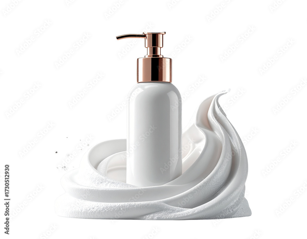 Obraz premium White Cosmetic Foam Mousse in Pump Bottle