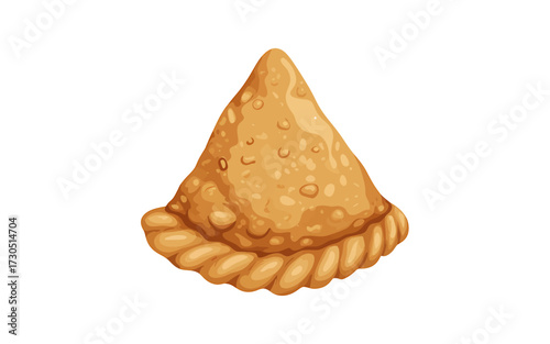 Delicious Samosa Illustration on White Background Representing Indian Cuisine and Savory Snacks for Food Bloggers and Culinary Enthusiasts