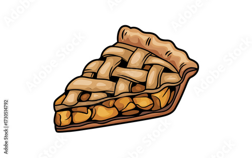 Delicious slice of apple pie with lattice crust isolated on white background perfect for dessert lovers and Thanksgiving feasts