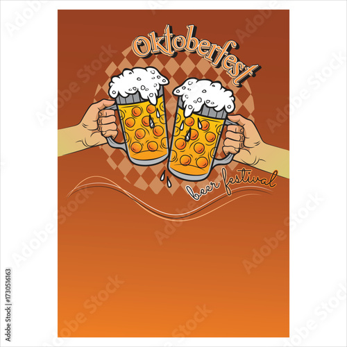 Hands toasting with beer mugs at an oktoberfest festival