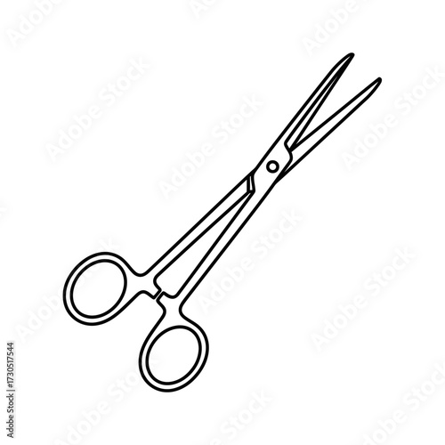 Black and white illustration of surgical forceps, a medical instrument used for grasping and holding tissues.