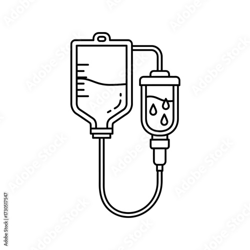 Illustration of an IV drip with bag and dropper.