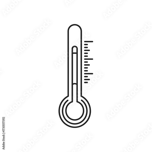 Thermometer illustration showing temperature reading on a scale.