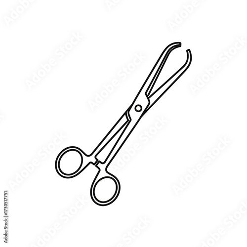 A black and white line art illustration of a surgical clamp, specifically Magill forceps, isolated on a white background.