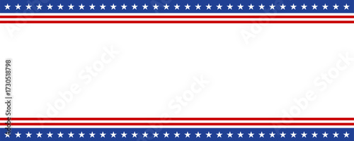 Stripped line border with stars on blank background template. America 4th of July Memorial or Independence day theme wallpaper.	
