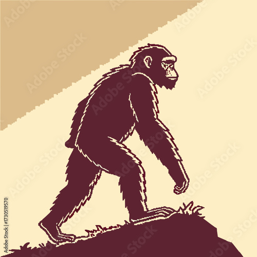 Early Hominid Walking Up Hill.