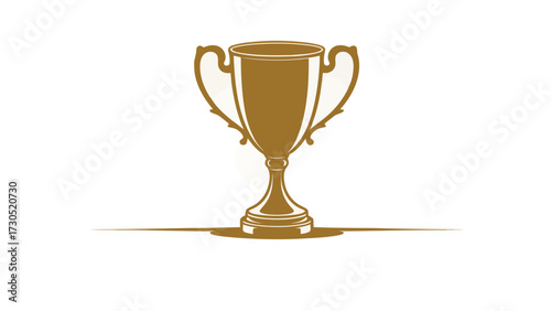 Golden trophy champion award victory symbol for sports and competition achievements gleaming isolated on white background