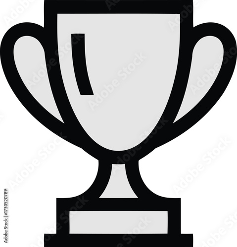 Simple line art trophy cup icon celebrating achievement victory success and recognition on plain background isolated on white background