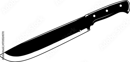  black and white image of a machete