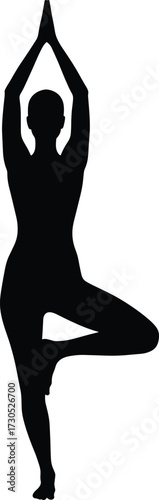 Silhouette of a person in Tree Pose yoga vrikshasana, yoga, silhouette, pose, tree pose, vrikshasana, balance, fitness, health, exercise, meditation, stretching, flexibility, wellness, sport, active, 