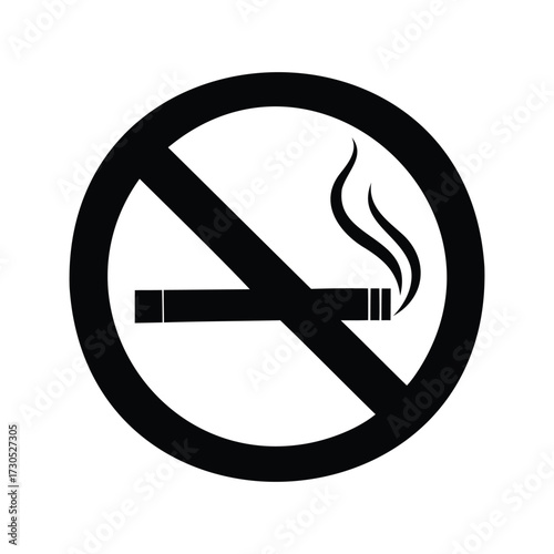 The universal sign for no smoking, a black and white  prohibition, no smoking cigarette silhouette vector illustration