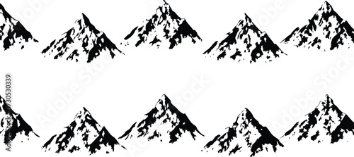 Mountain in halftone stipple effect collection set Vector for urban design. grunge punk Y2K collage design, Brutalist noisy retro photocopy background with mound. Vector illustration