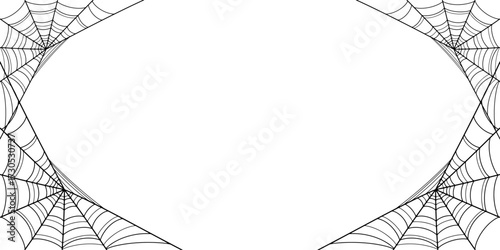 Horizontal spider web vector illustration on white background