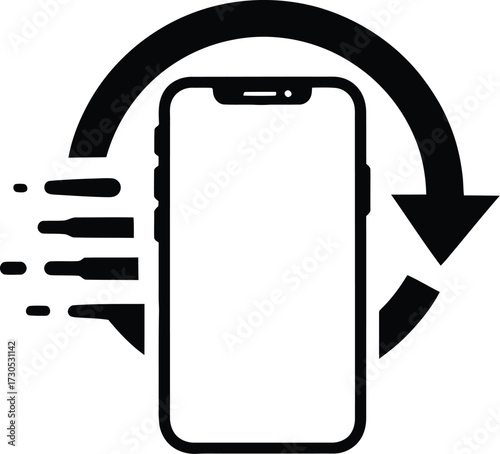 Quick Service Smartphone with Circular Arrow Silhouette

