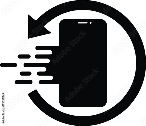 Quick Service Smartphone with Circular Arrow Silhouette

