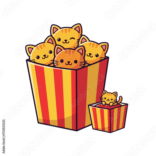 cat nuggets, kitten nuggets, fast food cats, kawaii cat food, nugget cats, cat box design, cute cat nuggets, kitten food art, kawaii food cat, funny cat design, nugget box cats, kawaii fast food, cat 