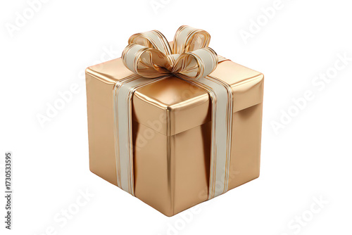 Gold Gift Box with White Ribbon