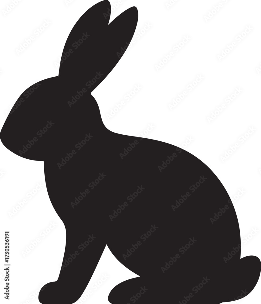 Obraz premium PrintBlack silhouette of a rabbit sitting on a white background