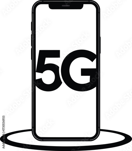 Smartphone with 5G Text and Circular Base mobile phone