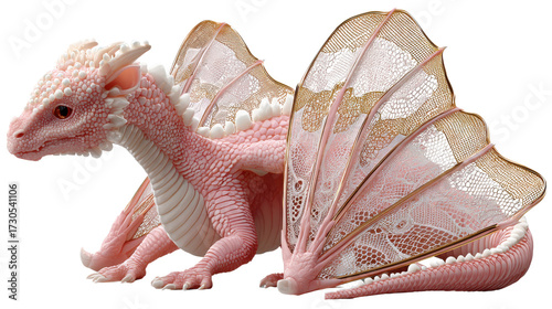 pink dragon isolated on white background