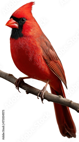 cardinal on a branch isolated