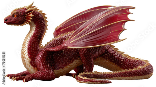 red dragon statue isolated on white