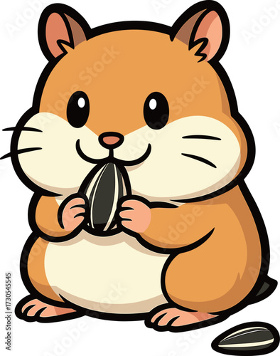 ハムスターとヒマワリの種のイラスト