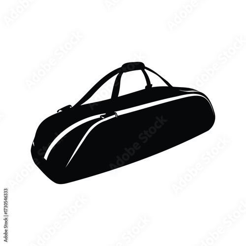 A Simple and Stylish Black sports Bag Illustration for Sports Activities, badminton bag silhouette vector illustration