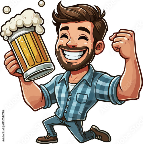 ビールジョッキを持つ男性のイラスト