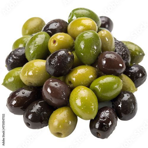 a handful of olives isolated on transparent background