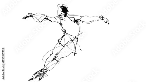 Graceful figure skater during performance, transparent background