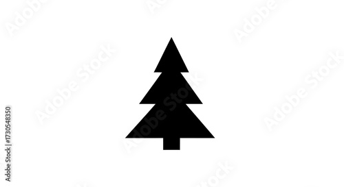 A simple black silhouette of a pine tree on a white background.